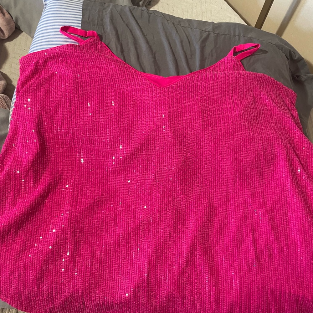 Hot Pink Sequin Blouse